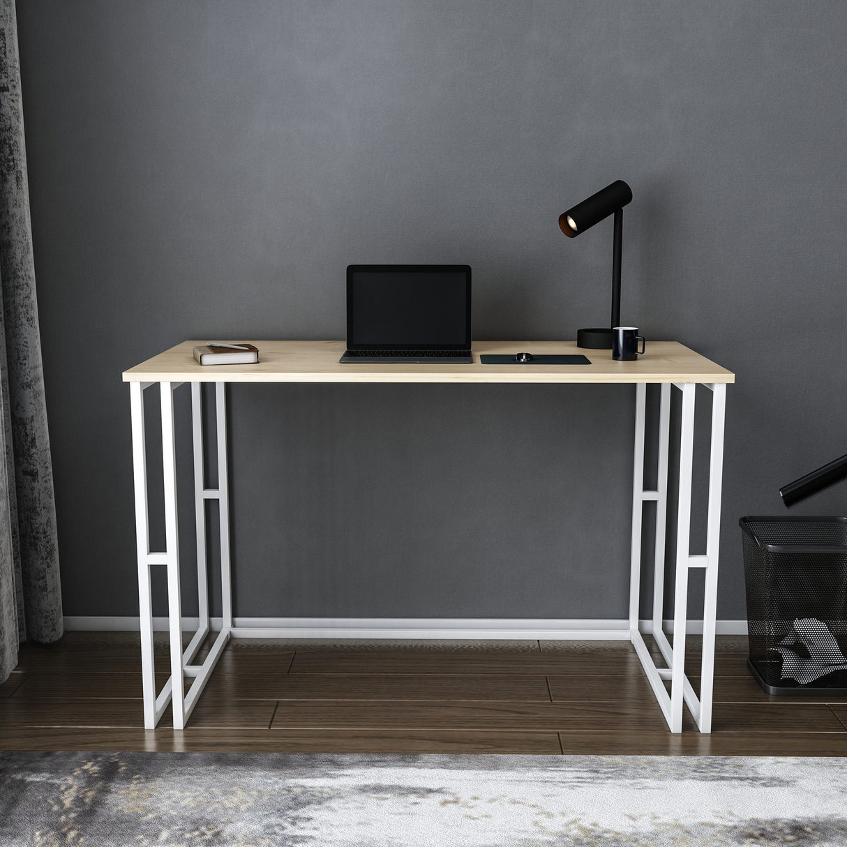 Birou Kane, Diverse culori, 120x60x75 cm - Alb - Stejar | SKU: 322RTC1450 | Birou Kane, 120x60x75 cm, varianta Alb - Stejar, produs pentru amenajarea locuinței, disponibil online în România la CasaMob