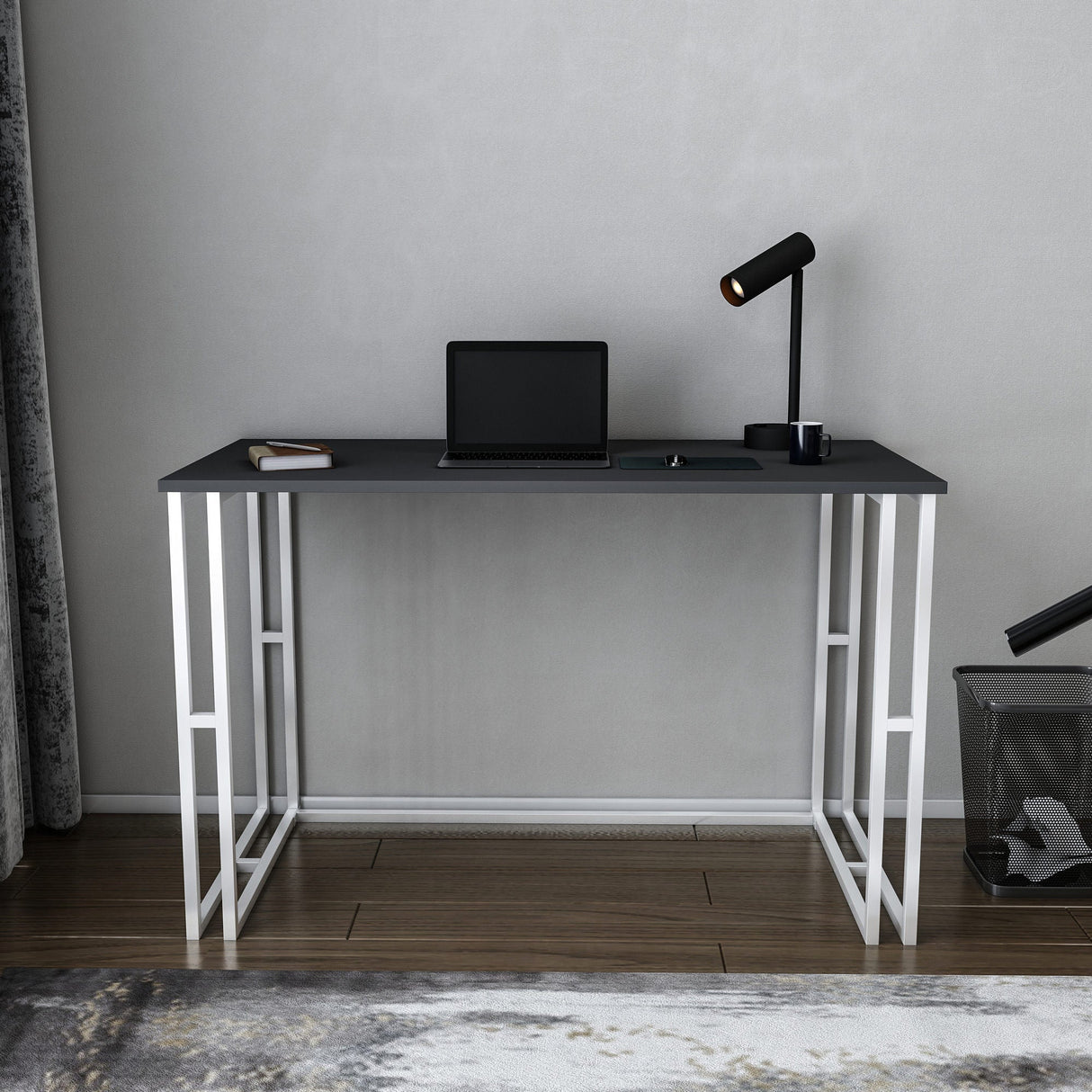 Birou Kane, Diverse culori, 120x60x75 cm - Alb - Antracit | SKU: 322RTC1451 | Birou Kane, 120x60x75 cm, varianta Alb - Antracit, produs pentru amenajarea locuinței, disponibil online în România la CasaMob