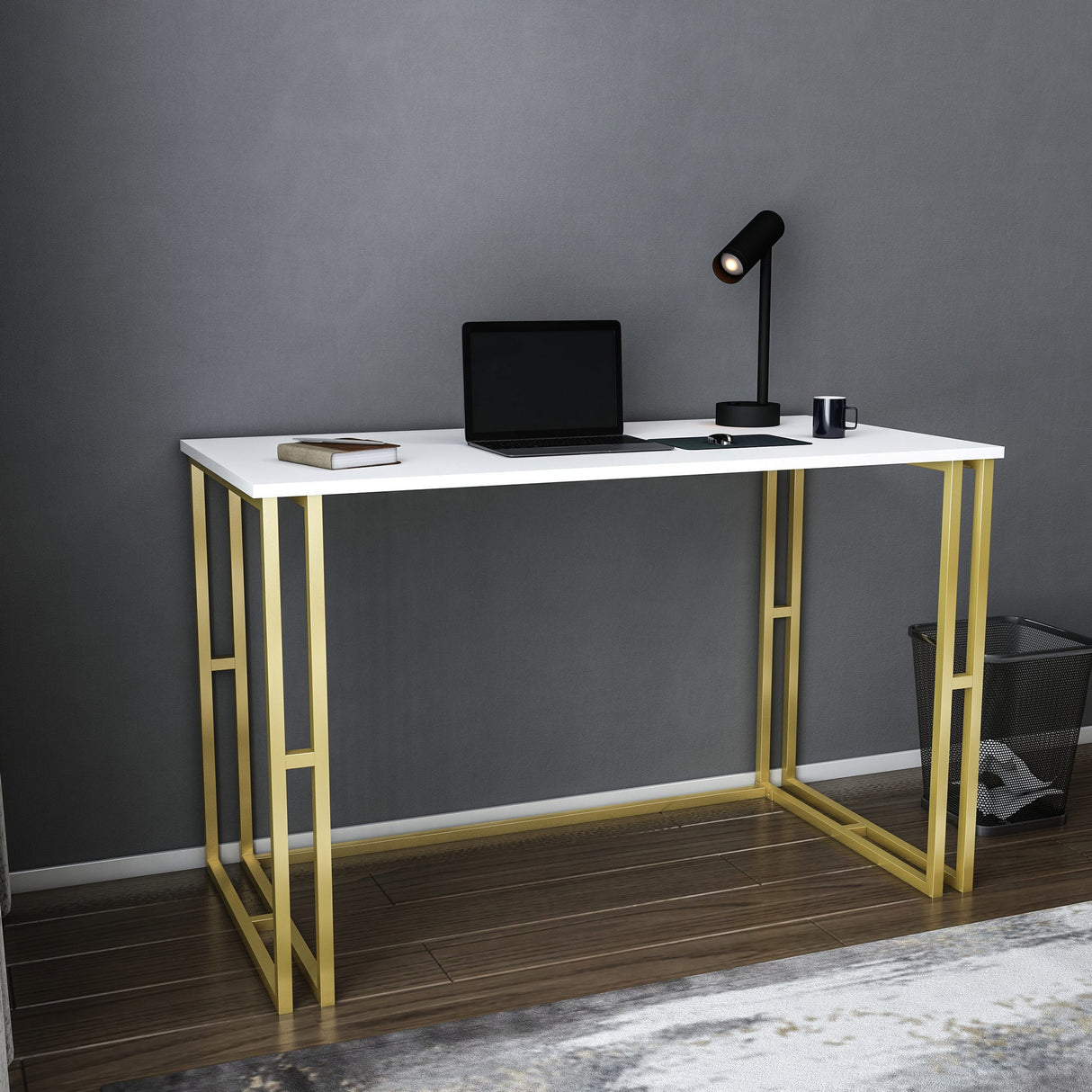 Birou Kane, Diverse culori, 120x60x75 cm - Auriu - Alb | SKU: 322RTC1453 | Birou Kane, 120x60x75 cm, varianta Auriu - Alb, produs pentru amenajarea locuinței, disponibil online în România la CasaMob