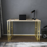 Birou Kane, Diverse culori, 120x60x75 cm - Auriu - Stejar | SKU: 322RTC1454 | Birou Kane, 120x60x75 cm, varianta Auriu - Stejar, produs pentru amenajarea locuinței, disponibil online în România la CasaMob