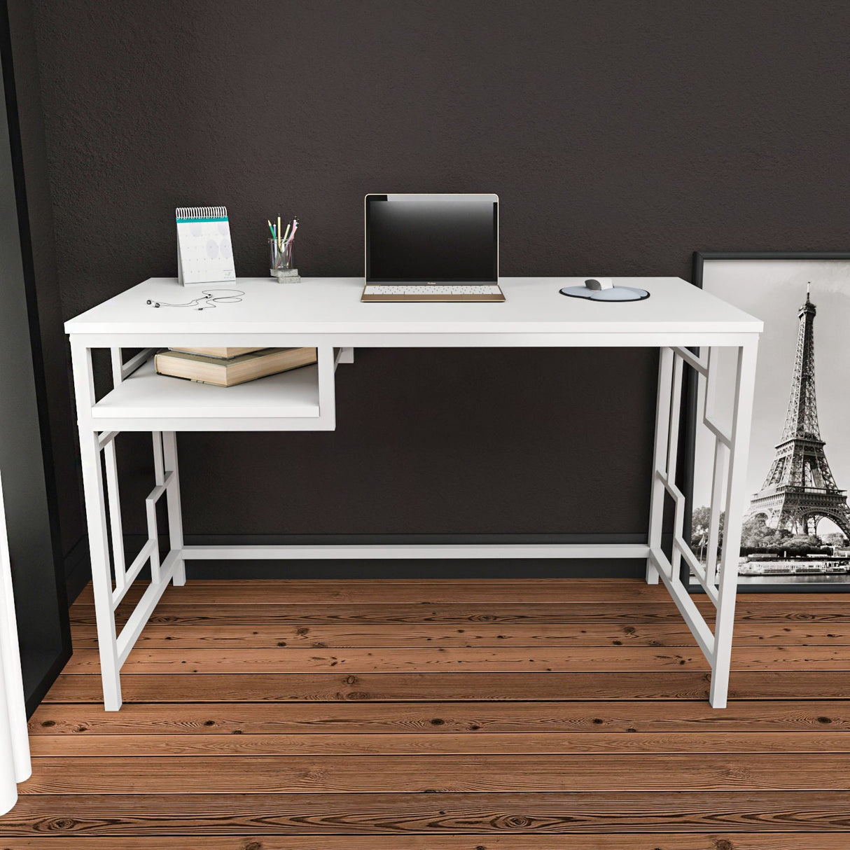Birou Kennesaw, Diverse culori, 120x60x75 cm - Alb | SKU: 322RTC1461 | Birou Kennesaw, 120x60x75 cm, varianta Alb, produs pentru amenajarea locuinței, disponibil online în România la CasaMob