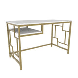Birou Kennesaw, Diverse culori, 120x60x75 cm - Auriu - Alb | SKU: 322RTC1465 | Birou Kennesaw, 120x60x75 cm, varianta Auriu - Alb, produs pentru amenajarea locuinței, disponibil online în România la CasaMob