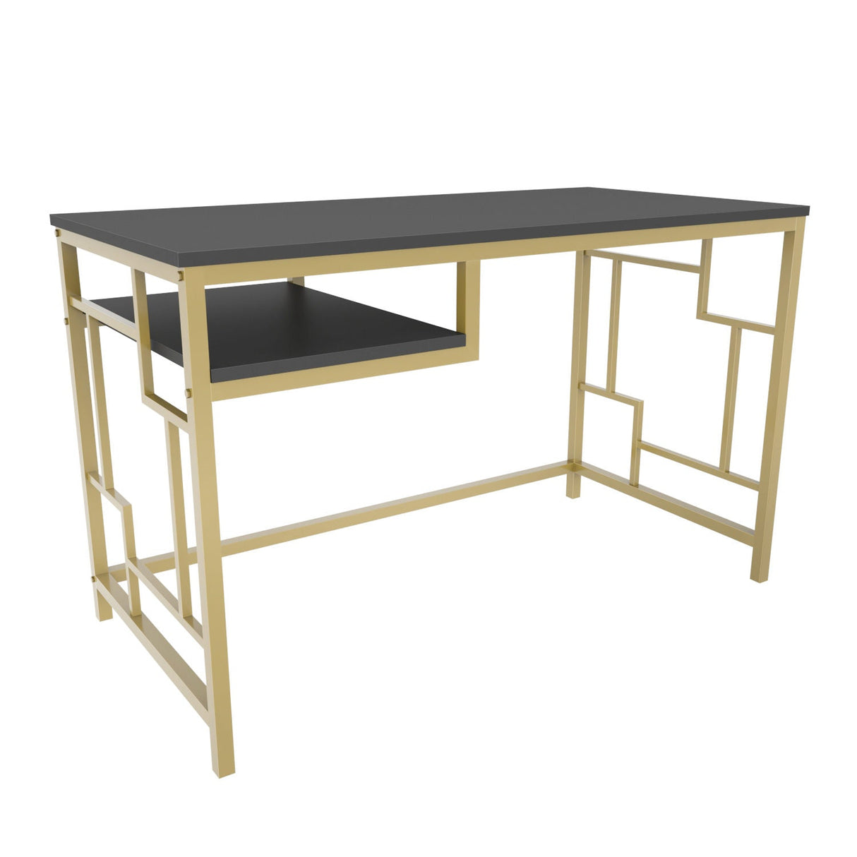 Birou Kennesaw, Diverse culori, 120x60x75 cm - Auriu - Antracit | SKU: 322RTC1467 | Birou Kennesaw, 120x60x75 cm, varianta Auriu - Antracit, produs pentru amenajarea locuinței, disponibil online în România la CasaMob