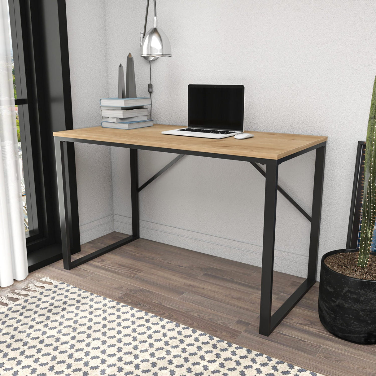 Birou Layton, Diverse culori, 120x60x74 cm - Negru - Stejar | SKU: 322RTC1470 | Birou Layton, 120x60x74 cm, varianta Negru - Stejar, produs pentru amenajarea locuinței, disponibil online în România la CasaMob
