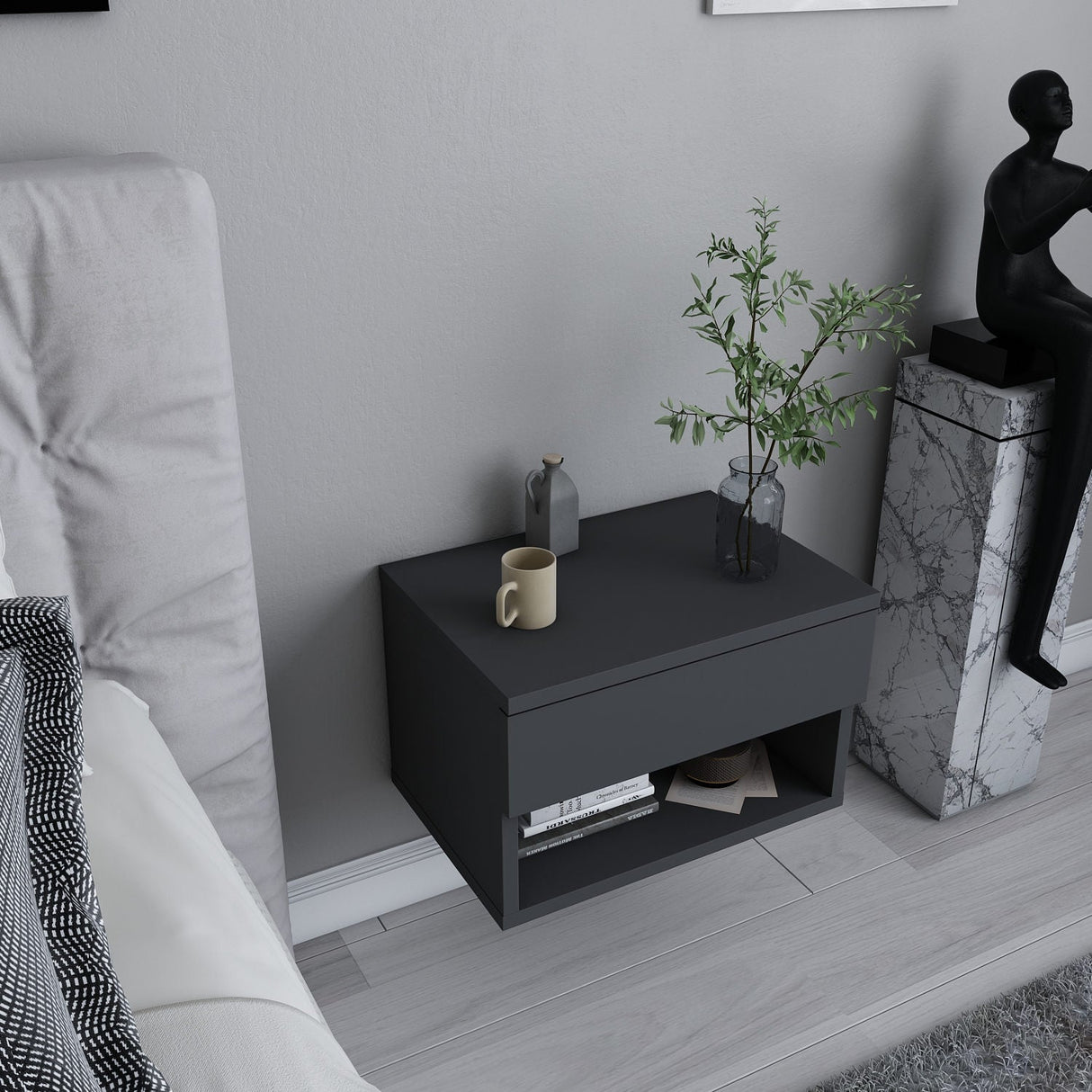 Noptieră Jamot, Diverse culori, 45x29x32 cm - Antracit | SKU: 322RTC1611 | Noptieră Jamot, 45x29x32 cm, varianta Antracit, produs pentru amenajarea locuinței, disponibil online în România la CasaMob