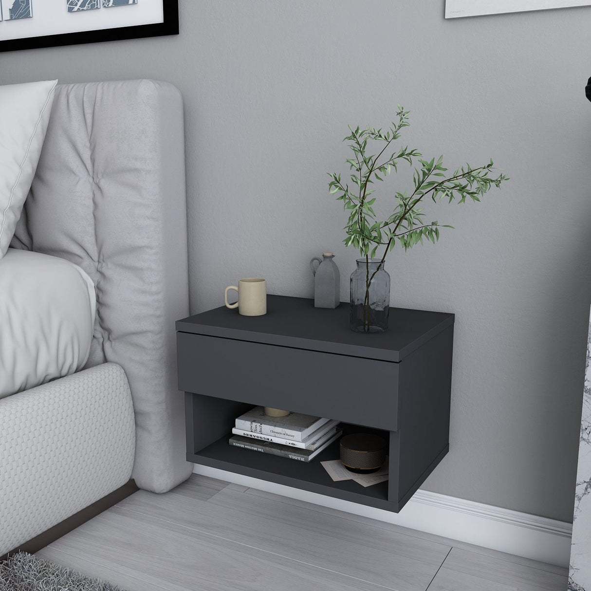 Noptieră Jamot, Diverse culori, 45x29x32 cm - Antracit | SKU: 322RTC1611 | Noptieră Jamot, 45x29x32 cm, varianta Antracit, produs pentru amenajarea locuinței, disponibil online în România la CasaMob