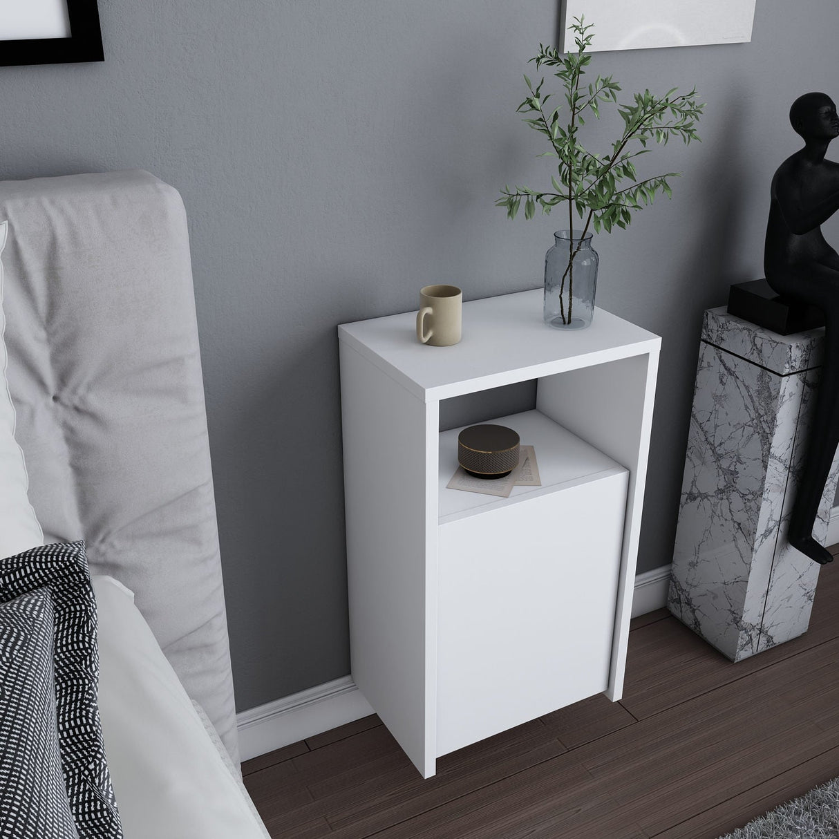 Noptieră Carlin, Diverse culori, 36x25x61 cm - Alb | SKU: 322RTC1625 | Noptieră Carlin, 36x25x61 cm, varianta Alb, produs pentru amenajarea locuinței, disponibil online în România la CasaMob