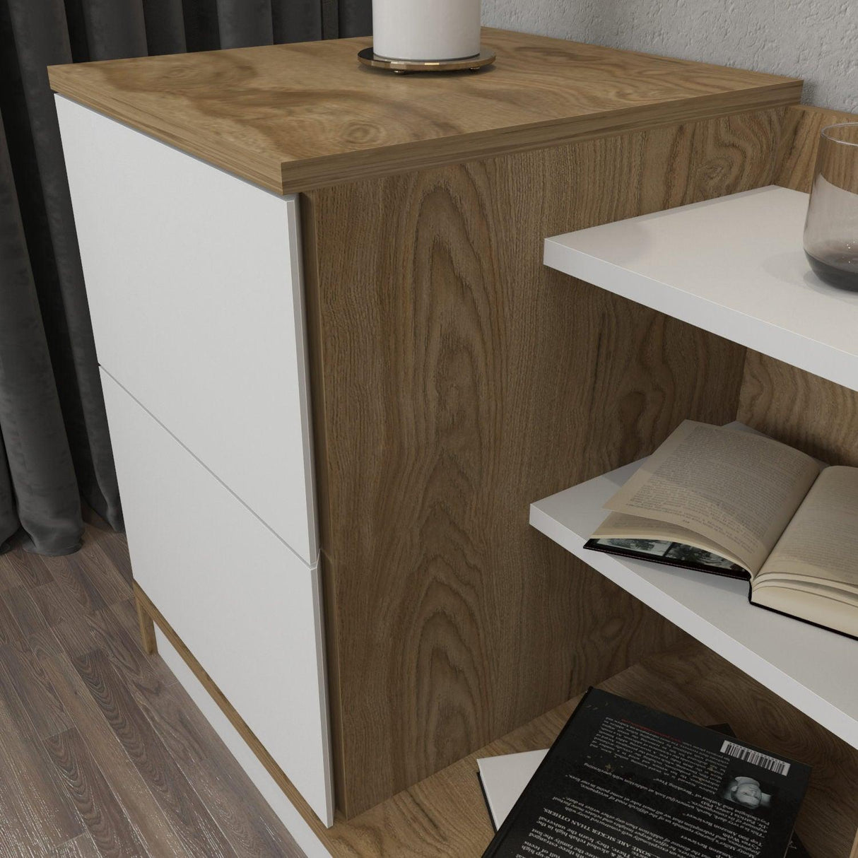 Noptiera Seam, Alb, 72x60x45 cm
