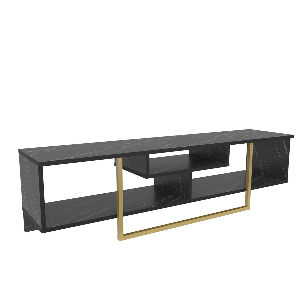 Comodă TV Asal 150, Diverse culori, 150x35x40 cm - Negru - Auriu | SKU: 322RTC2108 | Comodă TV Asal 150, 150x35x40 cm, varianta Negru - Auriu, produs pentru amenajarea locuinței, disponibil online în România la CasaMob