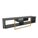 Comodă TV Asal 150, Diverse culori, 150x35x40 cm - Negru - Auriu | SKU: 322RTC2108 | Comodă TV Asal 150, 150x35x40 cm, varianta Negru - Auriu, produs pentru amenajarea locuinței, disponibil online în România la CasaMob