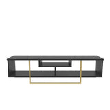 Comodă TV Asal 150, Diverse culori, 150x35x40 cm - Negru - Auriu | SKU: 322RTC2108 | Comodă TV Asal 150, 150x35x40 cm, varianta Negru - Auriu, produs pentru amenajarea locuinței, disponibil online în România la CasaMob
