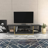 Comodă TV Asal 150, Diverse culori, 150x35x40 cm - Negru - Auriu | SKU: 322RTC2108 | Comodă TV Asal 150, 150x35x40 cm, varianta Negru - Auriu, produs pentru amenajarea locuinței, disponibil online în România la CasaMob