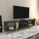 Comodă TV Asal 150, Diverse culori, 150x35x40 cm - Negru - Auriu | SKU: 322RTC2108 | Comodă TV Asal 150, 150x35x40 cm, varianta Negru - Auriu, produs pentru amenajarea locuinței, disponibil online în România la CasaMob