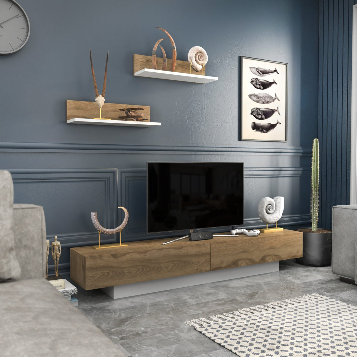 Comodă TV Lusi, Diverse culori, 180x31x40 cm - Alb - Oud oak | SKU: 322RTC2154 | Comodă TV Lusi, 180x31x40 cm, varianta Alb - Oud oak, produs pentru amenajarea locuinței, disponibil online în România la CasaMob