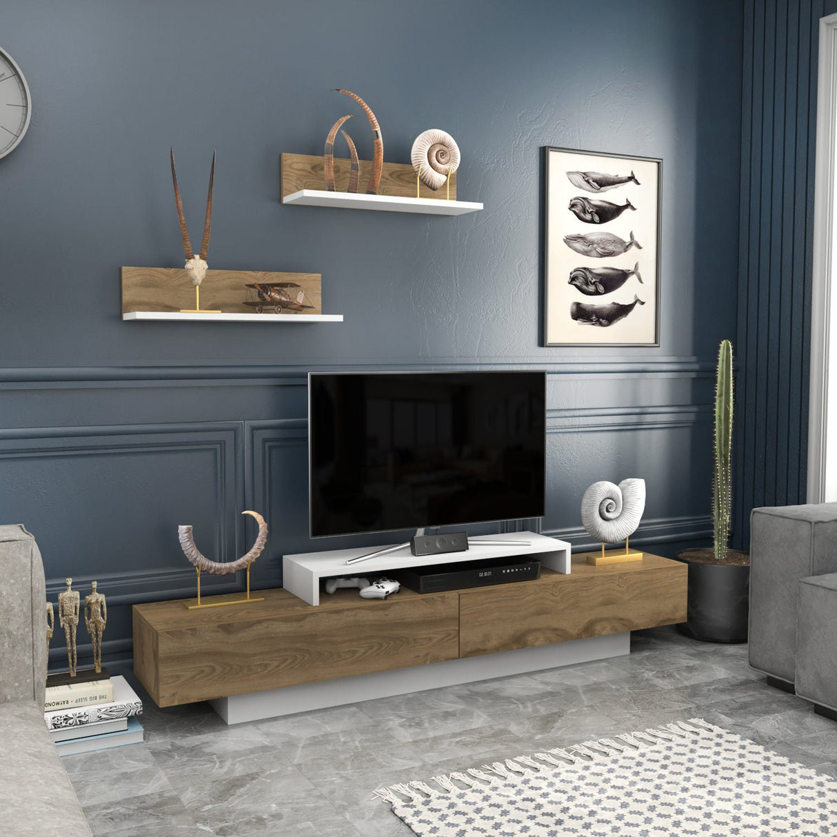 Comodă TV Lusi, Diverse culori, 180x31x40 cm - Alb - Oud oak | SKU: 322RTC2154 | Comodă TV Lusi, 180x31x40 cm, varianta Alb - Oud oak, produs pentru amenajarea locuinței, disponibil online în România la CasaMob