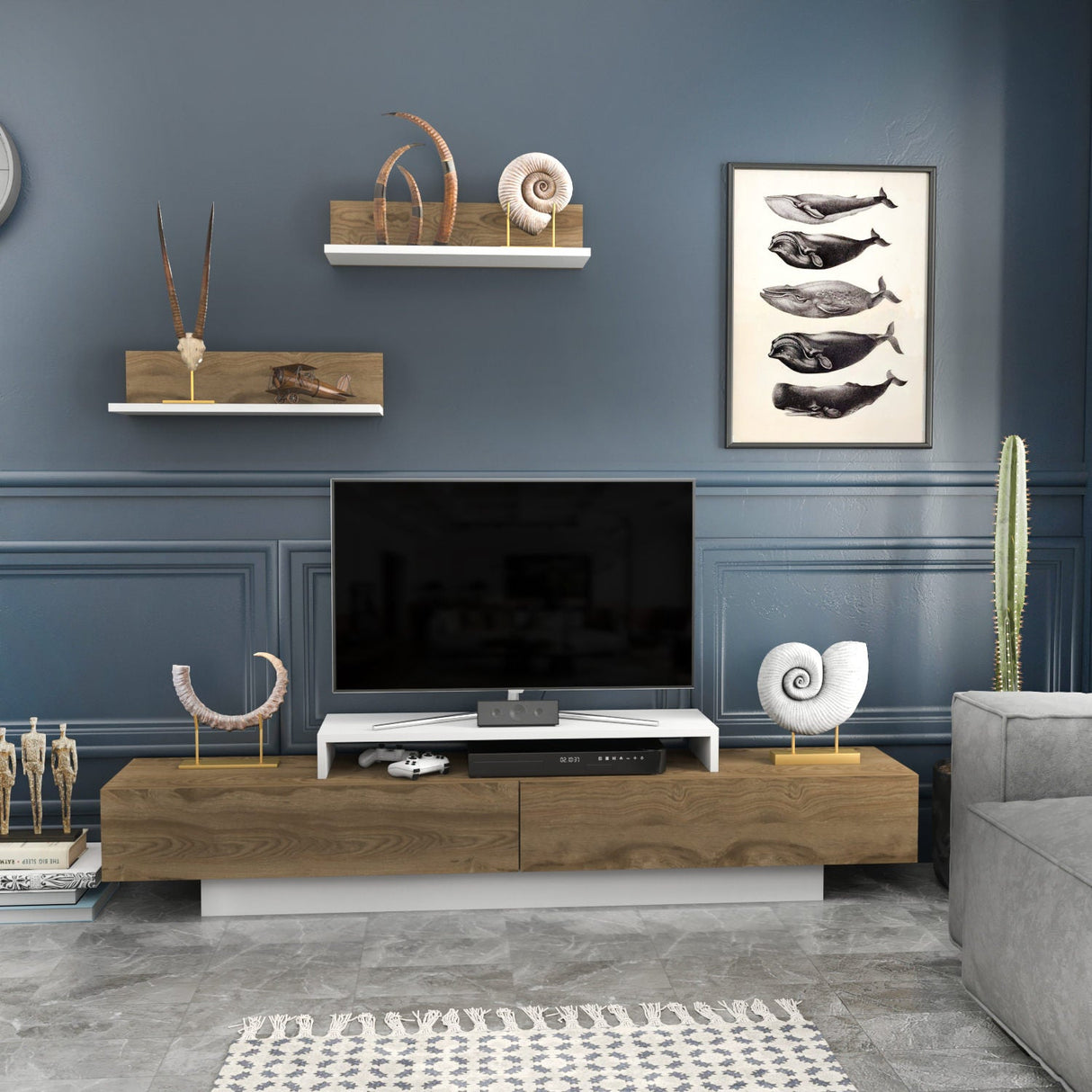 Comodă TV Lusi, Diverse culori, 180x31x40 cm - Alb - Oud oak | SKU: 322RTC2154 | Comodă TV Lusi, 180x31x40 cm, varianta Alb - Oud oak, produs pentru amenajarea locuinței, disponibil online în România la CasaMob