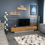 Comodă TV Lusi, Diverse culori, 180x31x40 cm - Alb - Teak | SKU: 322RTC2155 | Comodă TV Lusi, 180x31x40 cm, varianta Alb - Teak, produs pentru amenajarea locuinței, disponibil online în România la CasaMob