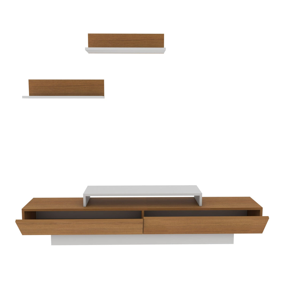 Comodă TV Lusi, Diverse culori, 180x31x40 cm - Alb - Teak | SKU: 322RTC2155 | Comodă TV Lusi, 180x31x40 cm, varianta Alb - Teak, produs pentru amenajarea locuinței, disponibil online în România la CasaMob