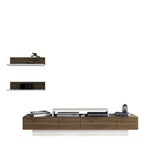 Comodă TV Lusi, Diverse culori, 180x31x40 cm - Alb - Nuc | SKU: 322RTC2156 | Comodă TV Lusi, 180x31x40 cm, varianta Alb - Nuc, produs pentru amenajarea locuinței, disponibil online în România la CasaMob