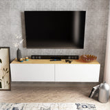 Comodă TV Poling, Diverse culori, 160x37x34 cm - Alb - Nuc | SKU: 322RTC2173 | Comodă TV Poling, 160x37x34 cm, varianta Alb - Nuc, produs pentru amenajarea locuinței, disponibil online în România la CasaMob