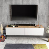 Comodă TV Poling, Diverse culori, 160x37x34 cm - Alb - Nuc | SKU: 322RTC2173 | Comodă TV Poling, 160x37x34 cm, varianta Alb - Nuc, produs pentru amenajarea locuinței, disponibil online în România la CasaMob