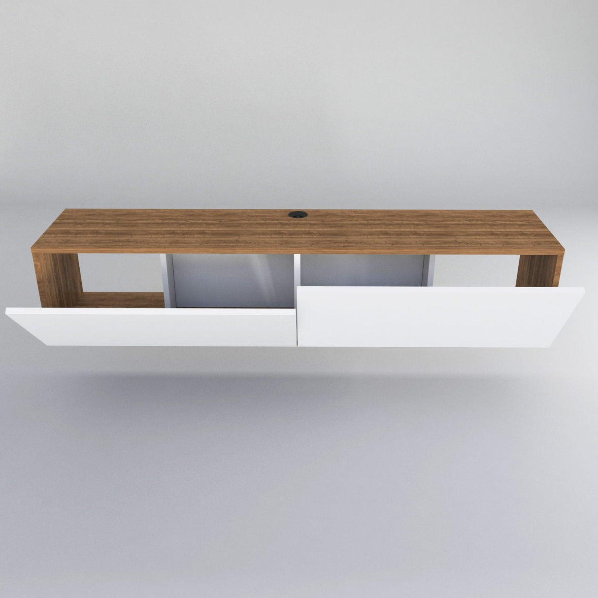 Comodă TV Poling, Diverse culori, 160x37x34 cm - Alb - Nuc | SKU: 322RTC2173 | Comodă TV Poling, 160x37x34 cm, varianta Alb - Nuc, produs pentru amenajarea locuinței, disponibil online în România la CasaMob