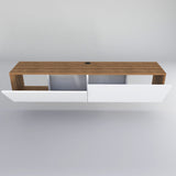 Comodă TV Poling, Diverse culori, 160x37x34 cm - Alb - Nuc | SKU: 322RTC2173 | Comodă TV Poling, 160x37x34 cm, varianta Alb - Nuc, produs pentru amenajarea locuinței, disponibil online în România la CasaMob