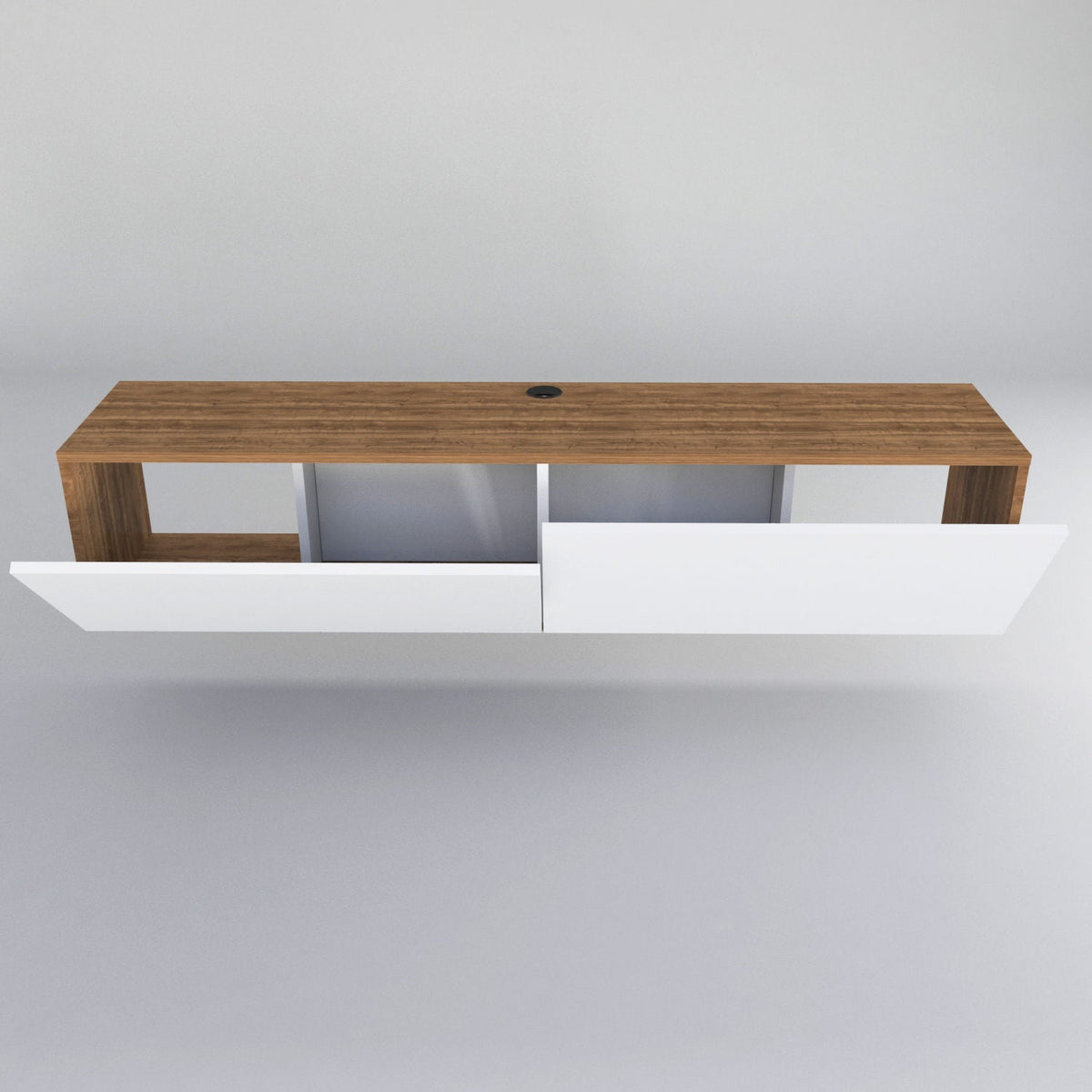 Alb - Nuc | SKU: 322RTC2173 | Comodă TV Poling, 160x37x34 cm, varianta Alb - Nuc, produs pentru amenajarea locuinței, disponibil online în România la CasaMob