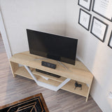 Comodă TV Sares, Diverse culori, 120x35x37 cm - Alb - Stejar | SKU: 322RTC2178 | Comodă TV Sares, 120x35x37 cm, varianta Alb - Stejar, produs pentru amenajarea locuinței, disponibil online în România la CasaMob