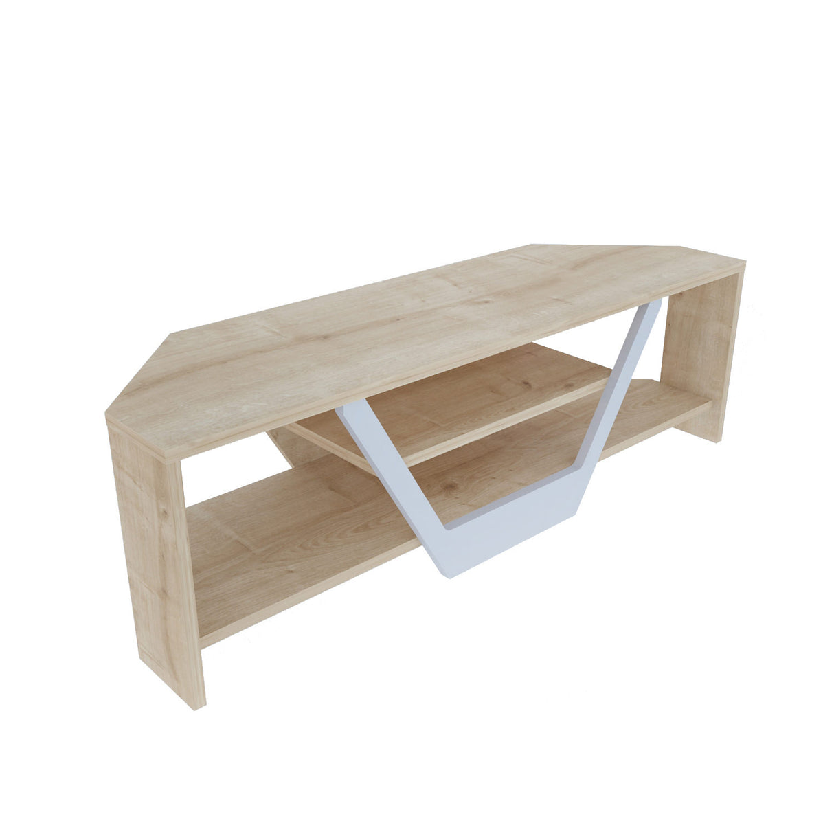 Comodă TV Sares, Diverse culori, 120x35x37 cm - Alb - Stejar | SKU: 322RTC2178 | Comodă TV Sares, 120x35x37 cm, varianta Alb - Stejar, produs pentru amenajarea locuinței, disponibil online în România la CasaMob