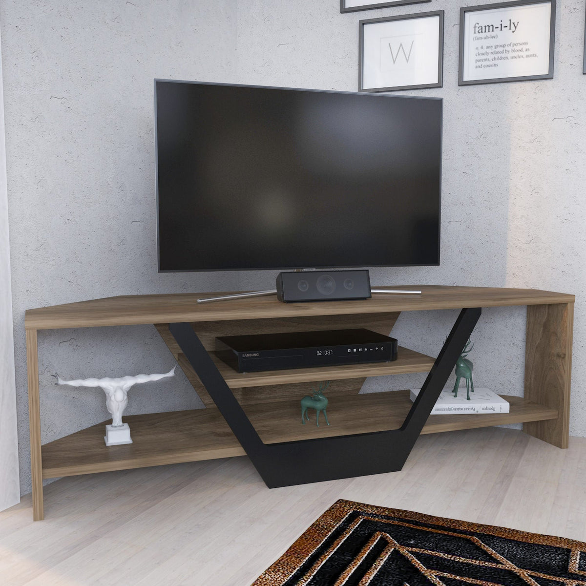 Nuc - Negru | SKU: 322RTC2180 | Comodă TV Sares, 120x35x37 cm, varianta Nuc - Negru, produs pentru amenajarea locuinței, disponibil online în România la CasaMob