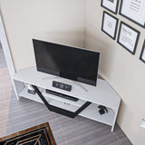 Comodă TV Sares, Diverse culori, 120x35x37 cm - Alb - Negru | SKU: 322RTC2181 | Comodă TV Sares, 120x35x37 cm, varianta Alb - Negru, produs pentru amenajarea locuinței, disponibil online în România la CasaMob