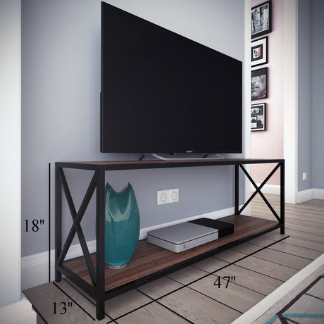 Comodă TV Xena, Nuc - Negru, 120x33x46 cm