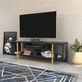 Comodă TV Asal 120, Diverse culori, 120x35x40 cm - Negru - Auriu | SKU: 322RTC2190 | Comodă TV Asal 120, 120x35x40 cm, varianta Negru - Auriu, produs pentru amenajarea locuinței, disponibil online în România la CasaMob