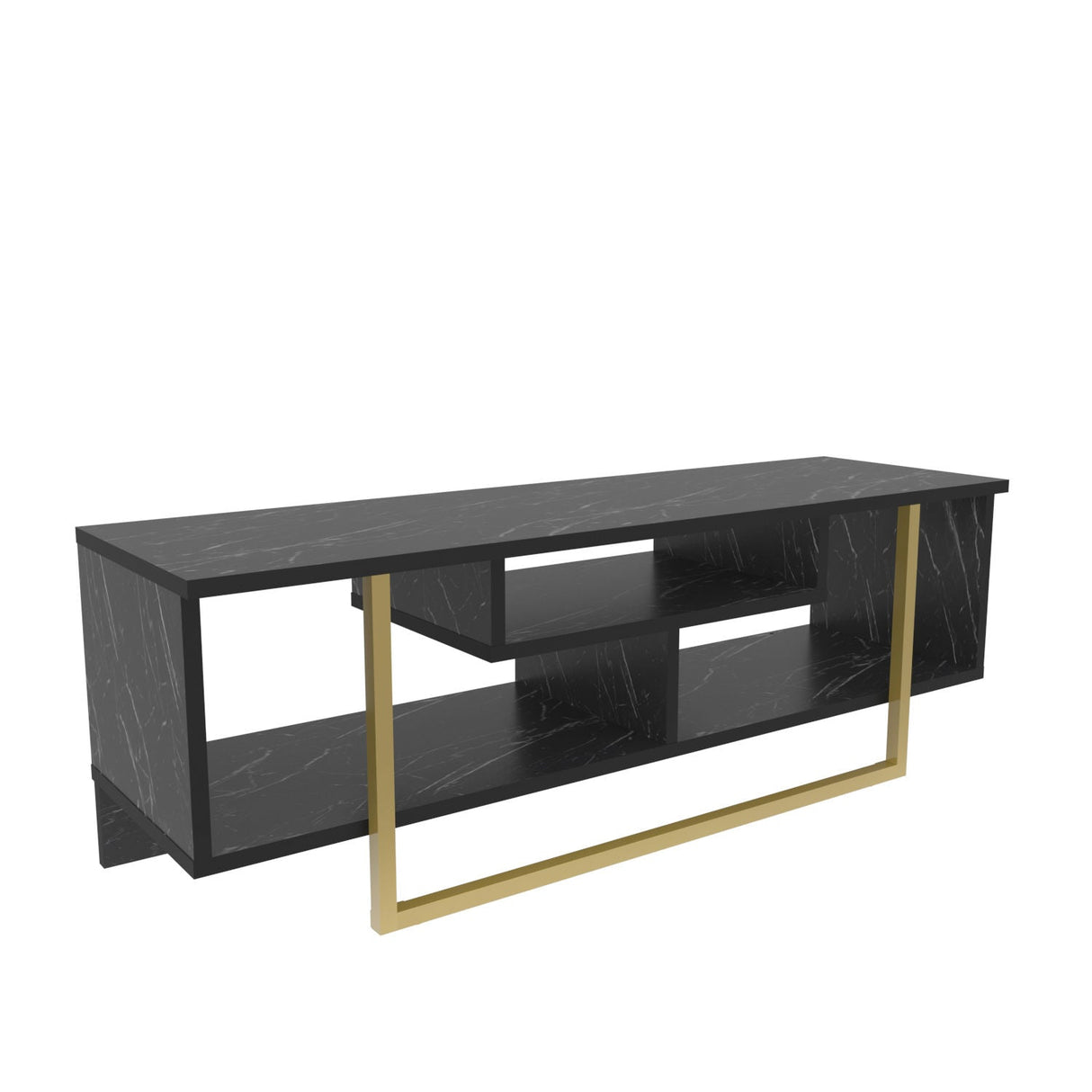 Comodă TV Asal 120, Diverse culori, 120x35x40 cm - Negru - Auriu | SKU: 322RTC2190 | Comodă TV Asal 120, 120x35x40 cm, varianta Negru - Auriu, produs pentru amenajarea locuinței, disponibil online în România la CasaMob