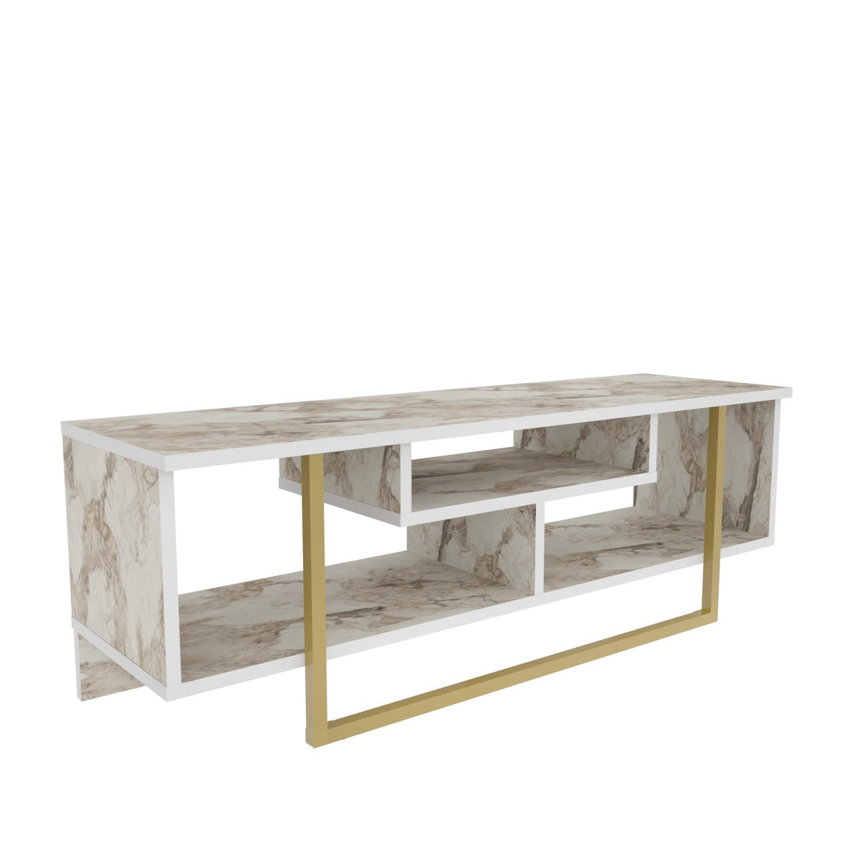 Comodă TV Asal 120 - Ephesus, Diverse culori, 120x35x40 cm - Alb - Auriu | SKU: 322RTC2192 | Comodă TV Asal 120 - Ephesus, 120x35x40 cm, varianta Alb - Auriu, produs pentru amenajarea locuinței, disponibil online în România la CasaMob