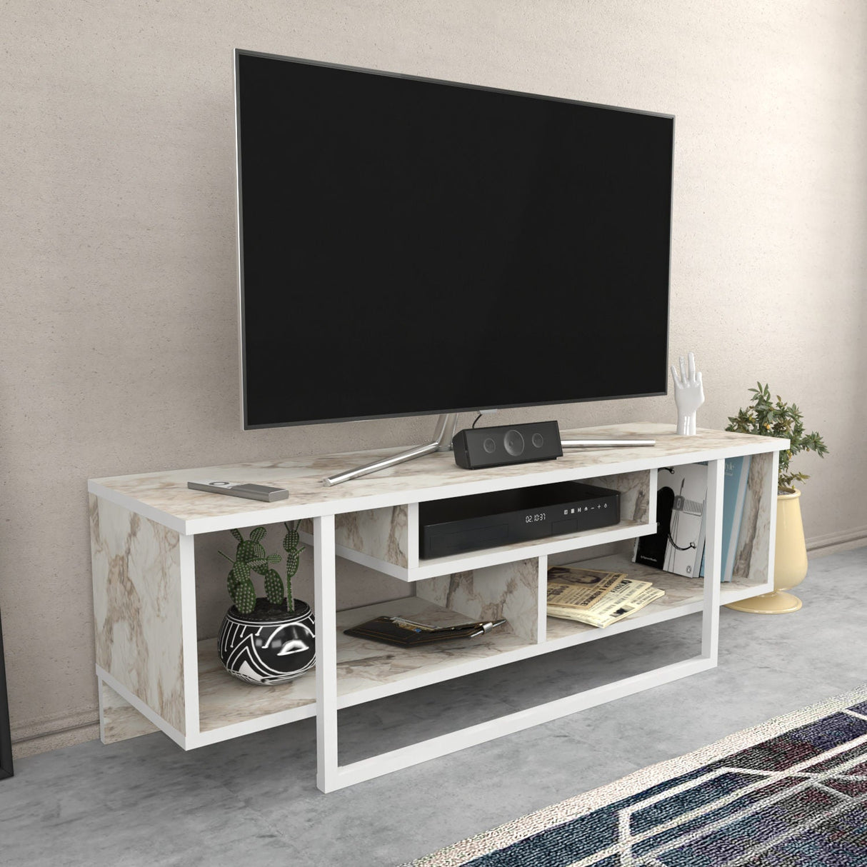 Comodă TV Asal 120 - Ephesus, Diverse culori, 120x35x40 cm - Alb | SKU: 322RTC2193 | Comodă TV Asal 120 - Ephesus, 120x35x40 cm, varianta Alb, produs pentru amenajarea locuinței, disponibil online în România la CasaMob