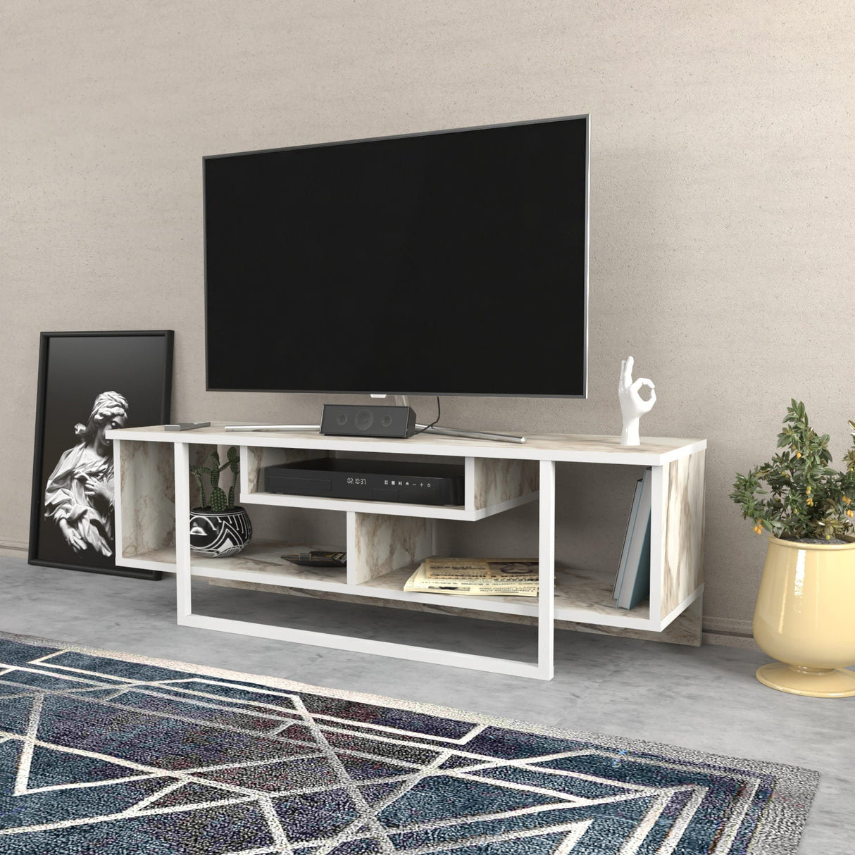 Comodă TV Asal 120 - Ephesus, Diverse culori, 120x35x40 cm - Alb | SKU: 322RTC2193 | Comodă TV Asal 120 - Ephesus, 120x35x40 cm, varianta Alb, produs pentru amenajarea locuinței, disponibil online în România la CasaMob