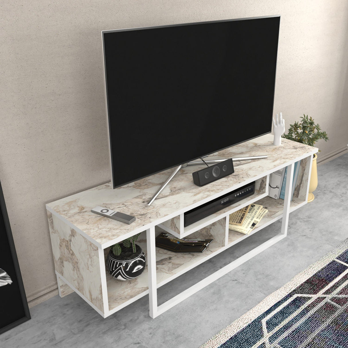 Comodă TV Asal 120 - Ephesus, Diverse culori, 120x35x40 cm - Alb | SKU: 322RTC2193 | Comodă TV Asal 120 - Ephesus, 120x35x40 cm, varianta Alb, produs pentru amenajarea locuinței, disponibil online în România la CasaMob