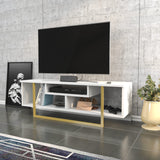 Comodă TV Asal 120, Diverse culori, 120x35x40 cm - Auriu - Alb | SKU: 322RTC2195 | Comodă TV Asal 120, 120x35x40 cm, varianta Auriu - Alb, produs pentru amenajarea locuinței, disponibil online în România la CasaMob