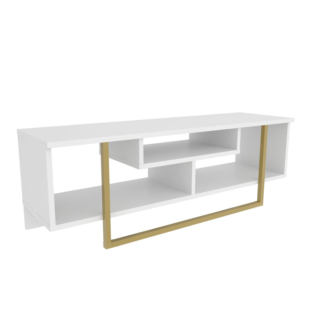 Comodă TV Asal 120, Diverse culori, 120x35x40 cm - Auriu - Alb | SKU: 322RTC2195 | Comodă TV Asal 120, 120x35x40 cm, varianta Auriu - Alb, produs pentru amenajarea locuinței, disponibil online în România la CasaMob