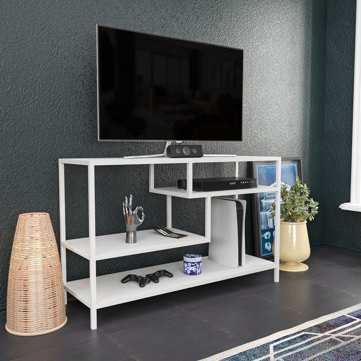 Comodă TV Robbins, Diverse culori, Diverse dimensiuni - Alb - 120x39x75 cm | SKU: 322RTC2206 | Comodă TV Robbins, varianta Alb - 120x39x75 cm, produs pentru amenajarea locuinței, disponibil online în România la CasaMob