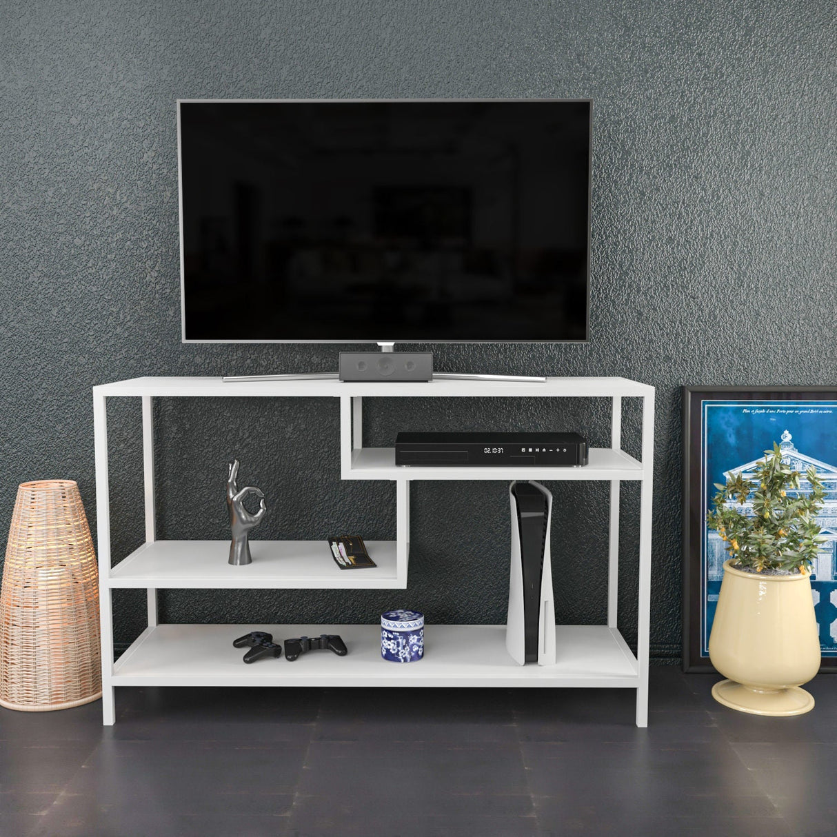Comodă TV Robbins, Diverse culori, Diverse dimensiuni - Alb - 120x39x75 cm | SKU: 322RTC2206 | Comodă TV Robbins, varianta Alb - 120x39x75 cm, produs pentru amenajarea locuinței, disponibil online în România la CasaMob