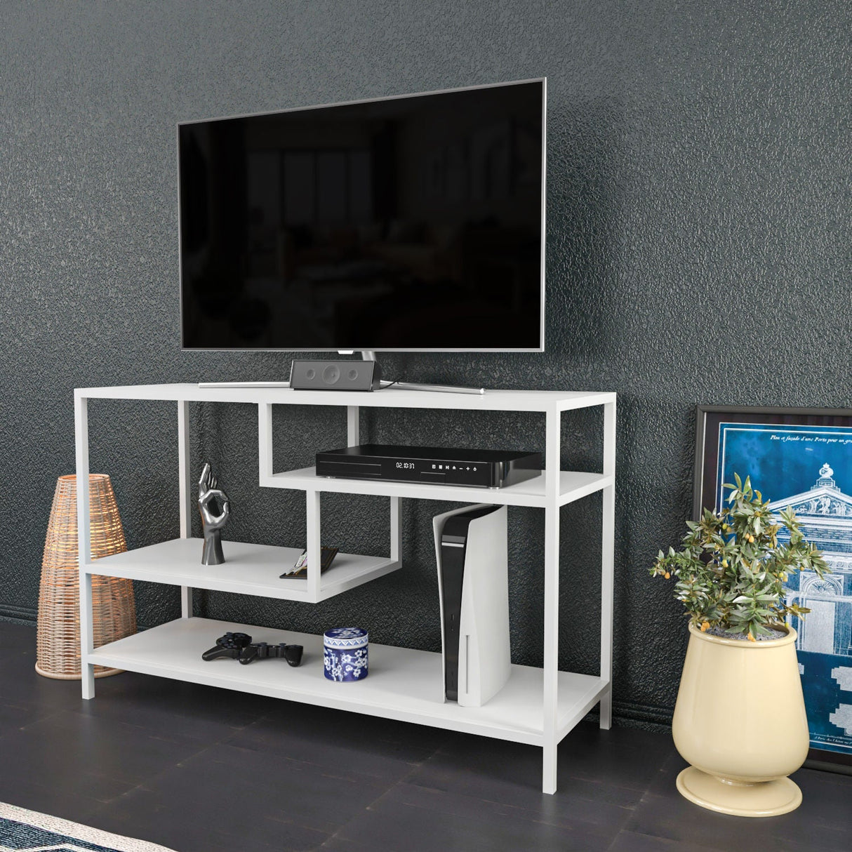 Comodă TV Robbins, Diverse culori, Diverse dimensiuni - Alb - 120x39x75 cm | SKU: 322RTC2206 | Comodă TV Robbins, varianta Alb - 120x39x75 cm, produs pentru amenajarea locuinței, disponibil online în România la CasaMob