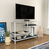 Comodă TV Robbins, Diverse culori, Diverse dimensiuni - Alb - Antracit - 120x39x75 cm | SKU: 322RTC2208 | Comodă TV Robbins, varianta Alb - Antracit - 120x39x75 cm, produs pentru amenajarea locuinței, disponibil online în România la CasaMob