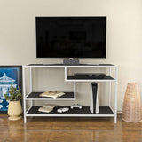 Comodă TV Robbins, Diverse culori, Diverse dimensiuni - Alb - Antracit - 120x39x75 cm | SKU: 322RTC2208 | Comodă TV Robbins, varianta Alb - Antracit - 120x39x75 cm, produs pentru amenajarea locuinței, disponibil online în România la CasaMob