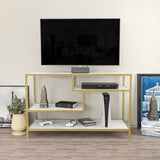 Comodă TV Robbins, Diverse culori, Diverse dimensiuni - Auriu - Alb - 120x39x75 cm | SKU: 322RTC2210 | Comodă TV Robbins, varianta Auriu - Alb - 120x39x75 cm, produs pentru amenajarea locuinței, disponibil online în România la CasaMob