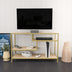 Auriu - Stejar - 120x39x75 cm | SKU: 322RTC2211 | Comodă TV Robbins, varianta Auriu - Stejar - 120x39x75 cm, produs pentru amenajarea locuinței, disponibil online în România la CasaMob