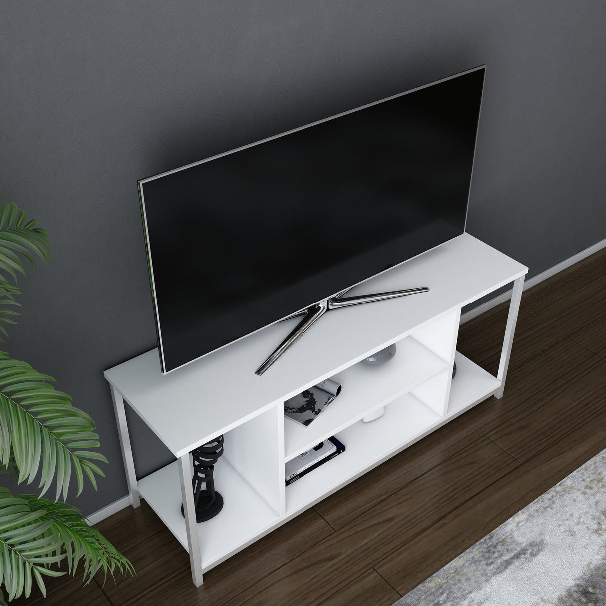 Comodă TV Rinaldo, Diverse culori, 120x35x51 cm - Alb | SKU: 322RTC2218 | Comodă TV Rinaldo, 120x35x51 cm, varianta Alb, produs pentru amenajarea locuinței, disponibil online în România la CasaMob