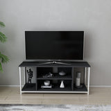 Comodă TV Rinaldo, Diverse culori, 120x35x51 cm - Alb - Antracit | SKU: 322RTC2220 | Comodă TV Rinaldo, 120x35x51 cm, varianta Alb - Antracit, produs pentru amenajarea locuinței, disponibil online în România la CasaMob